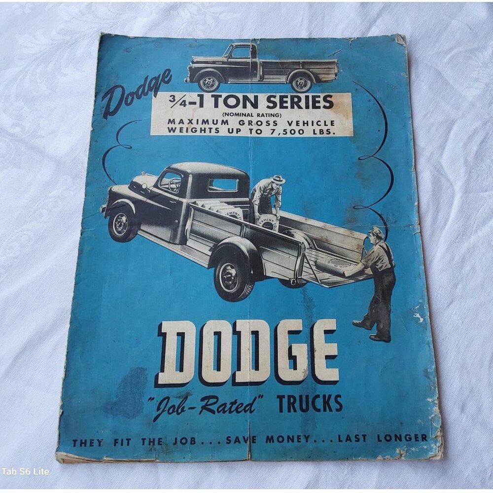 1950s Dodge pick up truck dealer sales folder brochure 3 quarter 1 ton Job Rated